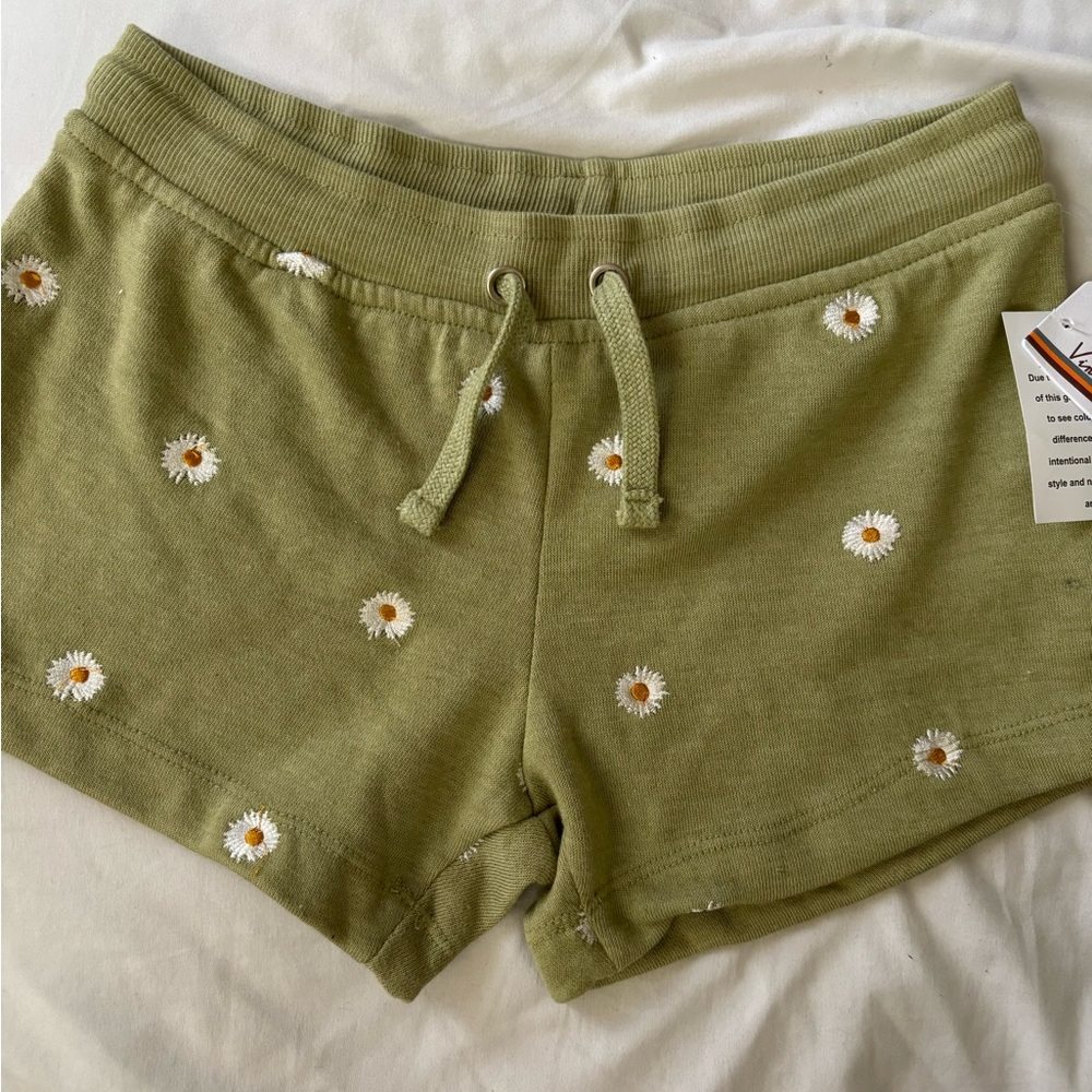 Kids Vintage Havana Olive Shorts with Daisy Accents
